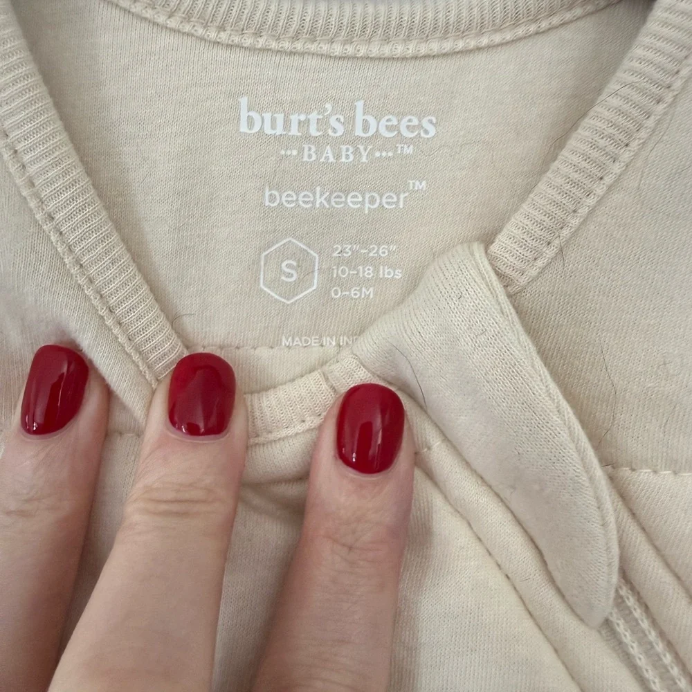 Burt's Bees Small Baby Cream Quilted Sleep Sack - Picture 2 of 3